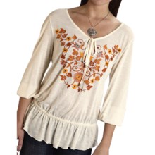 60%OFF 女性の西シャツ ローパースタジオウエスト花刺繍農民トップ - 長袖（女性用） Roper Studio West Floral Embroidered Peasant Top - Long Sleeve (For Women)画像